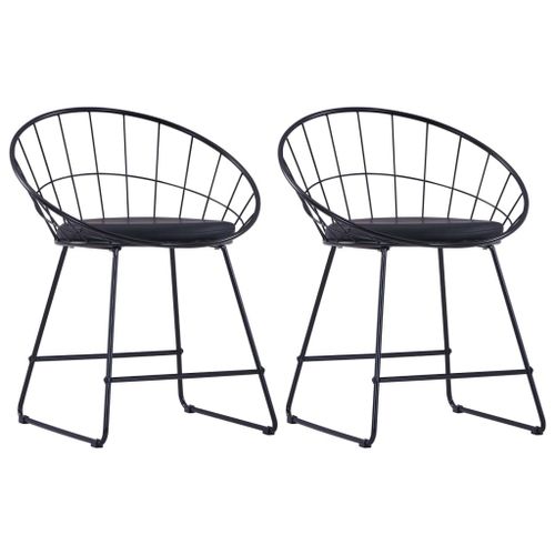 Vidaxl Chaises De Salle À Manger Siège En Similicuir 2 Pcs Noir Acier