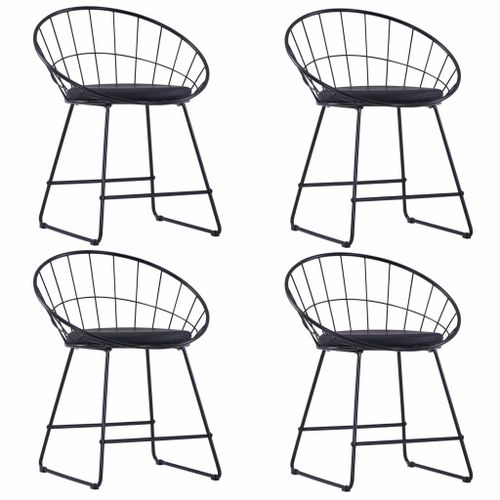 Vidaxl Chaises De Salle À Manger Similicuir 4 Pcs Noir Acier