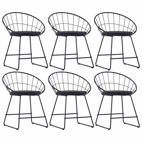 Vidaxl Chaises De Salle À Manger Similicuir 6 Pcs Noir Acier