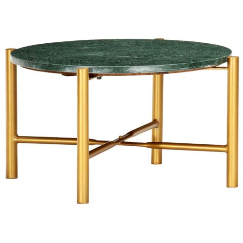 Vidaxl Table Basse Vert 60x60x35 Cm Pierre Véritable Et Texture Marbre