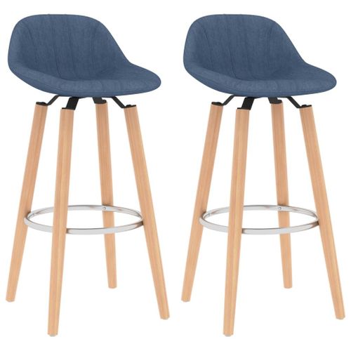 Vidaxl Tabourets De Bar 2 Pcs Bleu Tissu