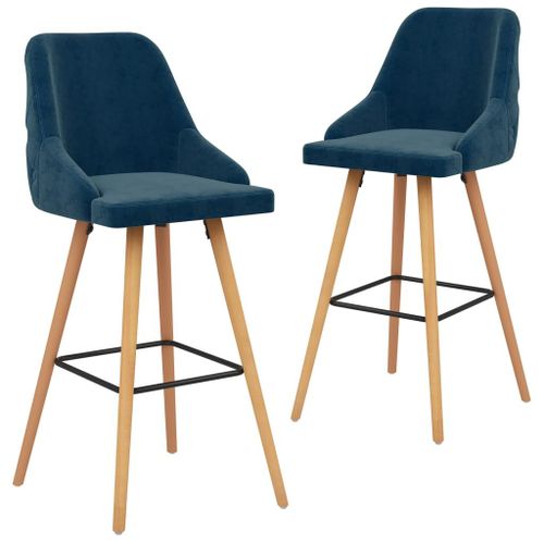 Vidaxl Tabourets De Bar 2 Pcs Bleu Velours