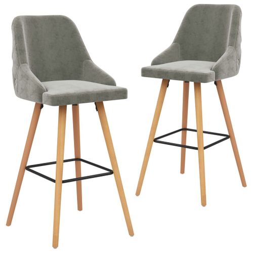 Vidaxl Tabourets De Bar 2 Pcs Gris Clair Velours