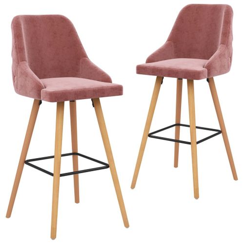 Vidaxl Tabourets De Bar 2 Pcs Rose Velours