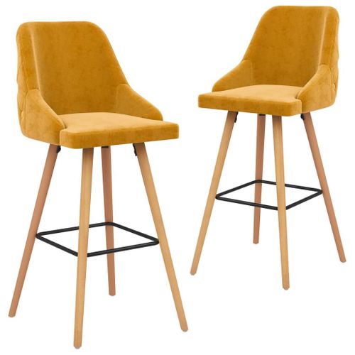 Vidaxl Tabourets De Bar 2 Pcs Jaune Velours