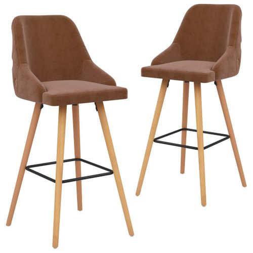 Vidaxl Tabourets De Bar 2 Pcs Marron Velours