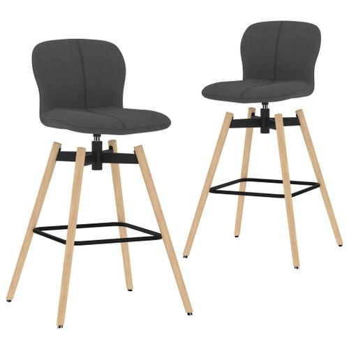Vidaxl Chaises Pivotantes De Bar 2 Pcs Gris Foncé Tissu