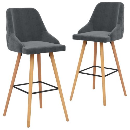 Vidaxl Chaises De Bar Lot De 2 Gris Foncé Velours