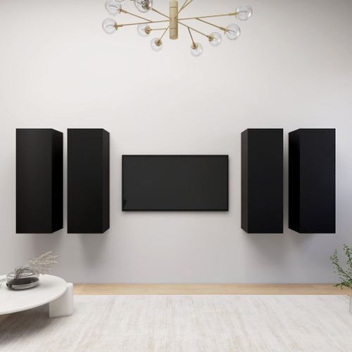 Vidaxl Meubles Tv 4 Pcs Noir 30,5x30x90 Cm Bois D'ingénierie