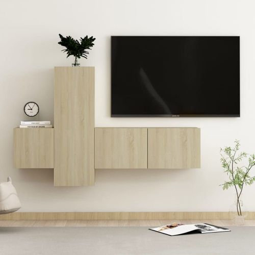 Vidaxl Ensemble De Meubles Tv 3 Pcs Chêne Sonoma Bois D'ingénierie