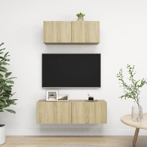 Vidaxl Ensemble De Meuble Tv 2 Pcs Chêne Sonoma Bois D'ingénierie