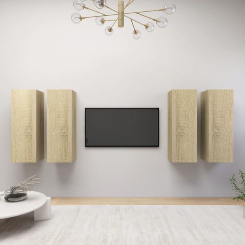 Vidaxl Meubles Tv 4 Pcs Chêne Sonoma 30,5x30x90 Cm Bois D'ingénierie