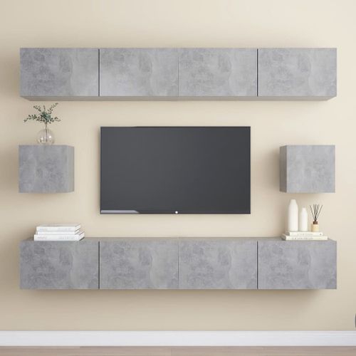 Vidaxl Ensemble De Meubles Tv 6 Pcs Gris Béton Bois D'ingénierie