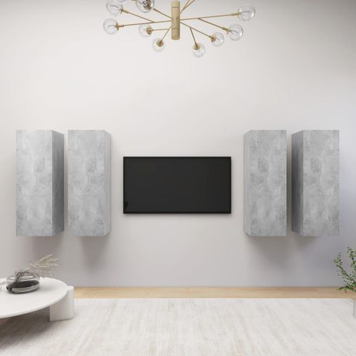 Vidaxl Meubles Tv 4 Pcs Gris Béton 30,5x30x90 Cm Bois D'ingénierie