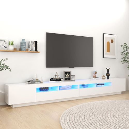 Vidaxl Meuble Tv Avec Lumières Led Blanc 300x35x40 Cm