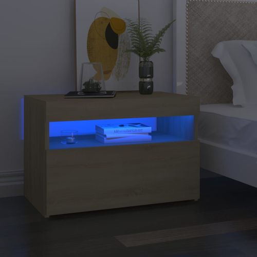 Vidaxl Tables De Chevet À Led 2 Pcs Chêne Sonoma 60x35x40 Cm Aggloméré
