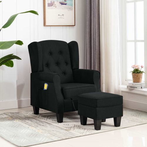 Vidaxl Fauteuil De Massage Avec Repose-Pied Noir Tissu