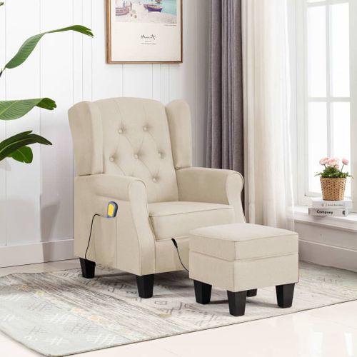 Vidaxl Fauteuil De Massage Avec Repose-Pied Crème Tissu