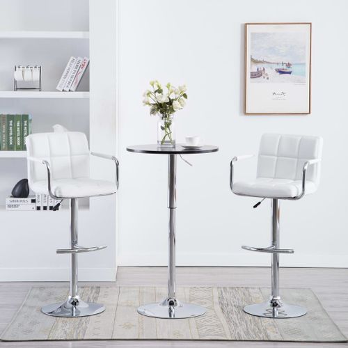 Vidaxl Tabourets De Bar 2 Pcs Blanc Similicuir