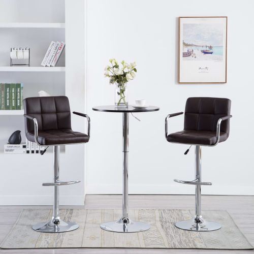 Vidaxl Tabourets De Bar 2 Pcs Marron Similicuir