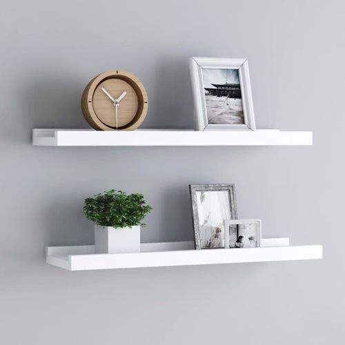 Vidaxl Étagères À Rebord Pour Cadre Photo 2 Pcs Blanc 60x9x3 Cm Mdf