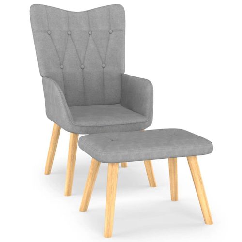 Vidaxl Chaise De Relaxation Avec Tabouret Gris Clair Tissu