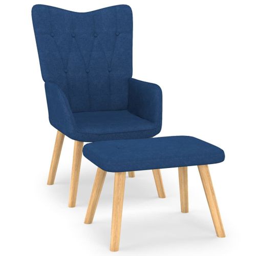 Vidaxl Chaise De Relaxation Avec Tabouret Bleu Tissu