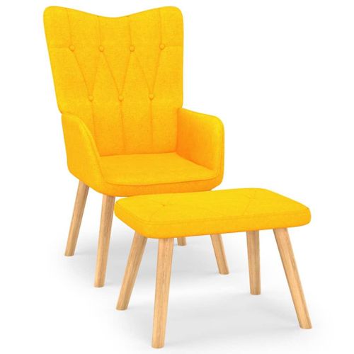 Vidaxl Chaise De Relaxation Avec Tabouret Jaune Moutarde Tissu