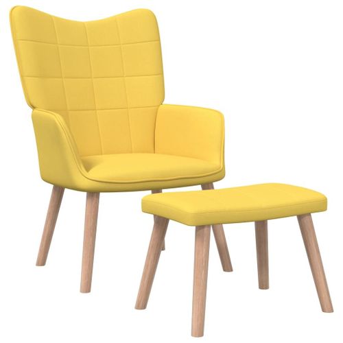 Vidaxl Chaise De Relaxation Avec Tabouret Jaune Moutarde Tissu