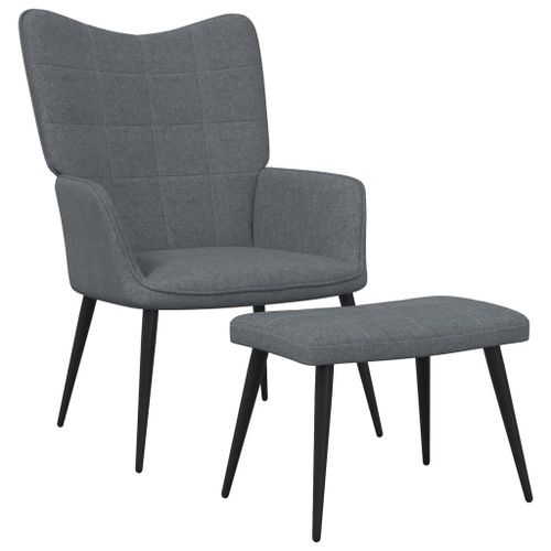 Vidaxl Chaise De Relaxation Avec Tabouret Gris Foncé Tissu