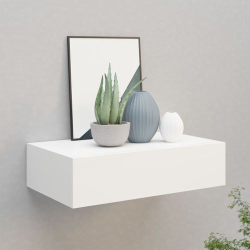 Vidaxl Étagère À Tiroir Murale Blanc 40x23,5x10 Cm Mdf