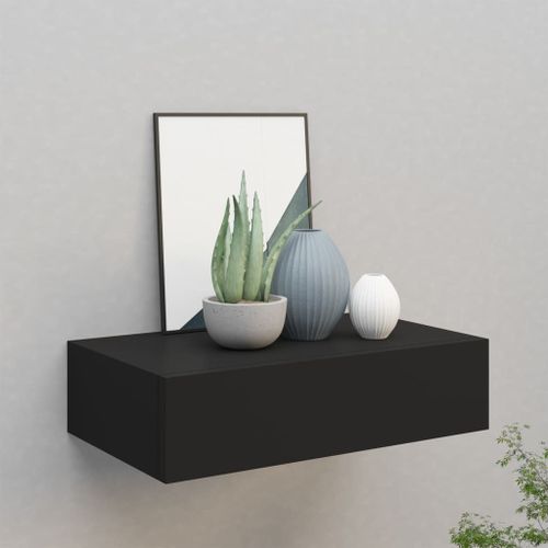 Vidaxl Étagère À Tiroir Murale Noir 40x23,5x10 Cm Mdf