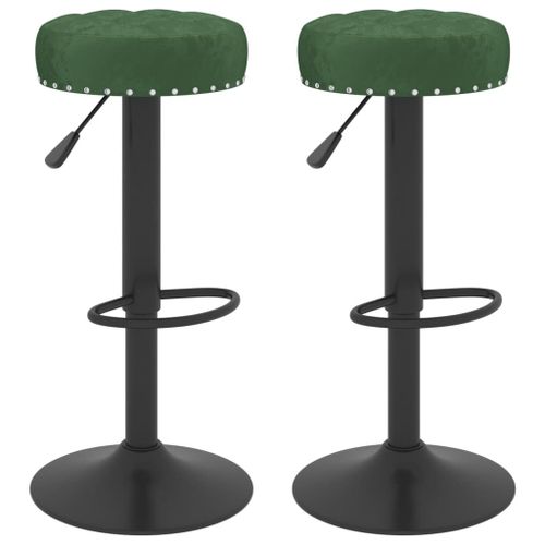 Vidaxl Tabourets De Bar Lot De 2 Vert Foncé Velours
