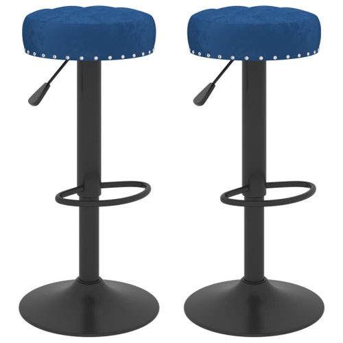 Vidaxl Tabourets De Bar Lot De 2 Bleu Velours