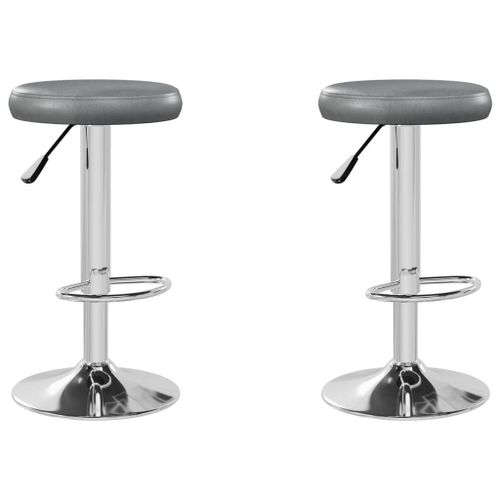 Vidaxl Tabourets De Bar 2 Pcs Gris Similicuir
