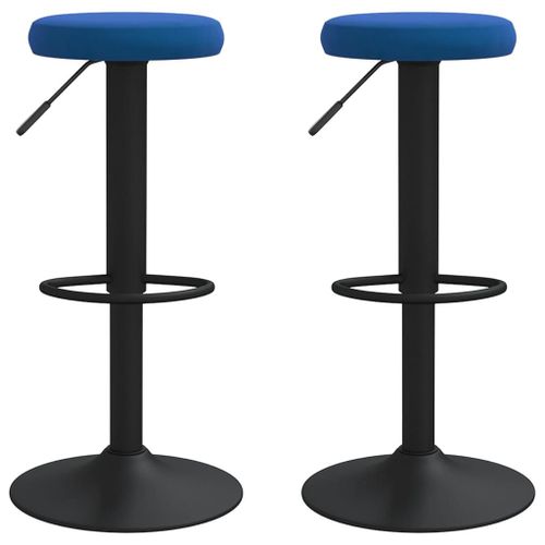 Vidaxl Tabourets De Bar Lot De 2 Bleu Velours