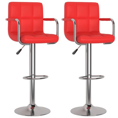 Vidaxl Tabourets De Bar 2 Pcs Rouge Similicuir
