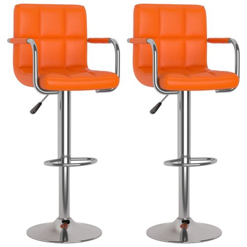 Vidaxl Tabourets De Bar 2 Pcs Orange Similicuir