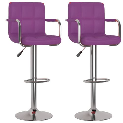 Vidaxl Tabourets De Bar 2 Pcs Violet Similicuir