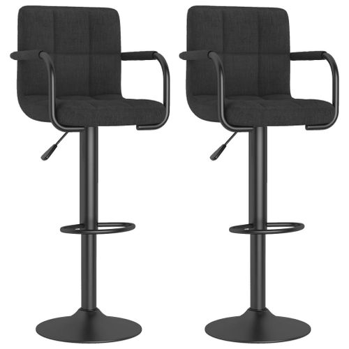 Vidaxl Tabourets De Bar Lot De 2 Noir Tissu