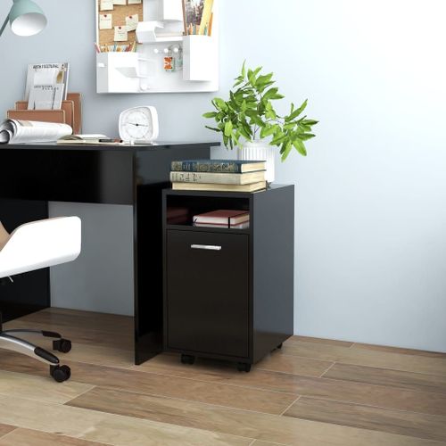 Vidaxl Armoire Latérale Avec Roues Noir 33x38x60 Cm Bois D'ingénierie