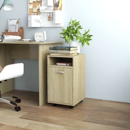 Vidaxl Armoire Latérale Avec Roues Chêne Sonoma Bois D'ingénierie