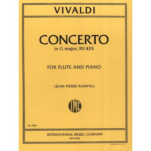Concerto En Sol Majeur Rv435 Pour Flûte Traversière Et Piano