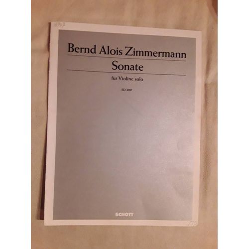 Zimmermann Sonate Pour Violon Ed 4907 Édition Schott