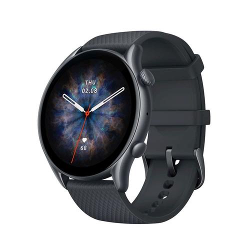 Amazfit Gtr 3 Pro - Montre Connectée Avec Bracelet - Fluoroélastomère - Noir Infini - Taille Du Poignet : 155-218 Mm - Affichage 1.45" - Wi-Fi, Bluetooth - 32 G