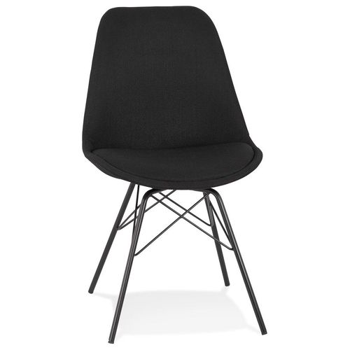 Chaise Design 'india' En Tissu Noir Et Pieds En Métal Noir