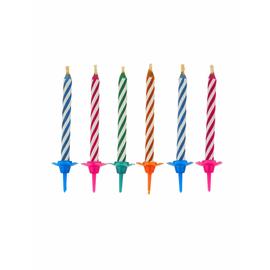 Generic Bougies d'anniversaire multicolores 6 Pcs décor de gâteau,  fournitures de fête, bougie magique à prix pas cher