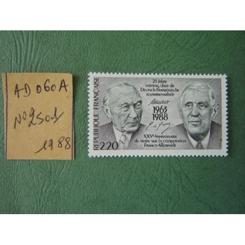 Ad 060a // Timbre France Neuf 1988 *N°2501 "Xxv Éme Anniversaire Traité De Coopération Franco-Allemande