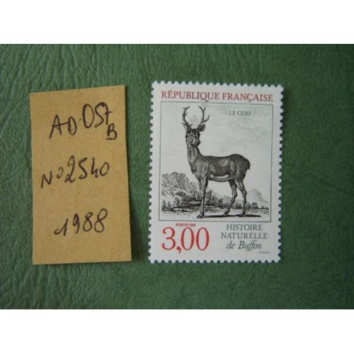 Ad 057 B // Timbre France Neuf 1988 *N°2540 "Histoire Naturelle Buffon "Le Cerf