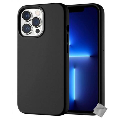 Housse Etui Coque Silicone Gel Fine Apple Iphone 13 Pro + Verre Trempe - Noir